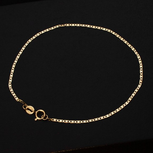 Real Solid 10K Yellow Gold Dainty Mainer Anklet Stamped 10K - Picture 3 of 5